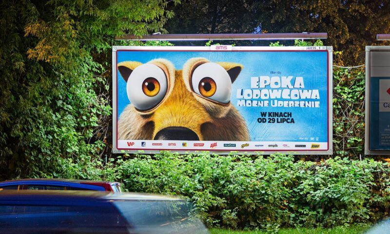 Epoka Lodowcowa reklama filmu na nośniku Billboard 12m2