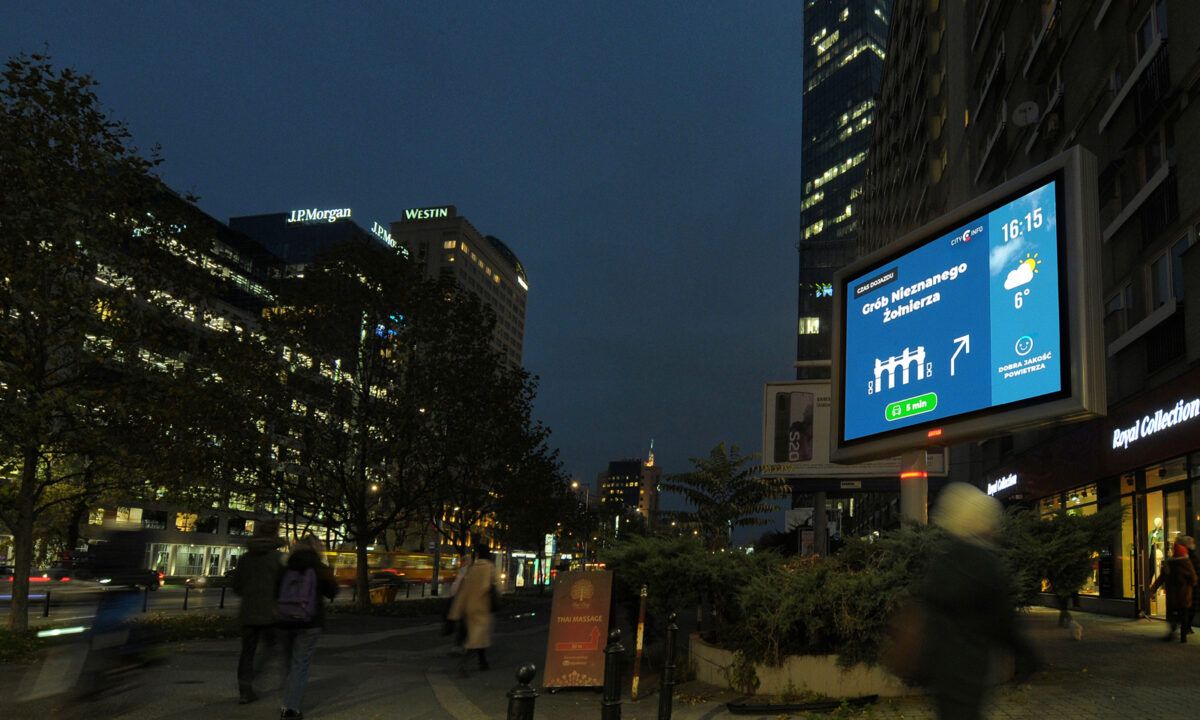 Przykład kategorii CZAS DOJAZDU na nośniku Digital Cityscreen